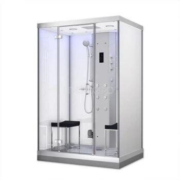 Lusso 2 Persoons Stoomcabine 140x100 cm Wit glas Draaideur Rechthoek