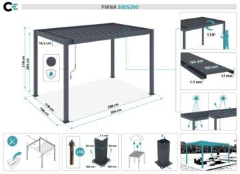 Cazeboo bioklimatische Pergola Piana Aluminium